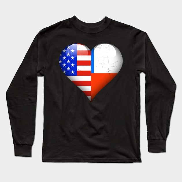 Half American Half Chilean - Gift for Chilean From Chile Long Sleeve T-Shirt by Country Flags